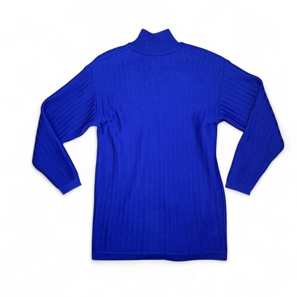 Classiques Petites XS Blue Half Zip Tunic Sweater 100% Extrafine Merino Wool - Picture 2 of 4